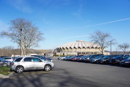 Cars parked near the Coliseum